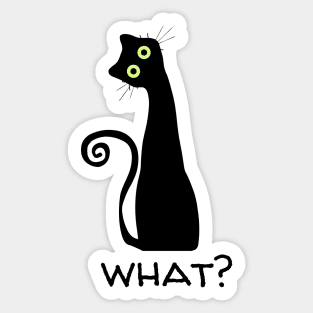 Funny Sarcastic What Face Black Kitten Sticker